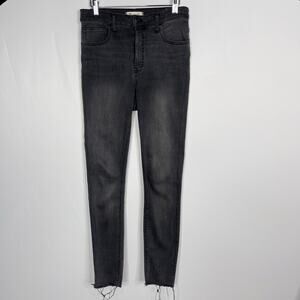Madewell Womens 27 10" High Rise Skinny Jeans Faded Black Charcoal Gray Raw Hem